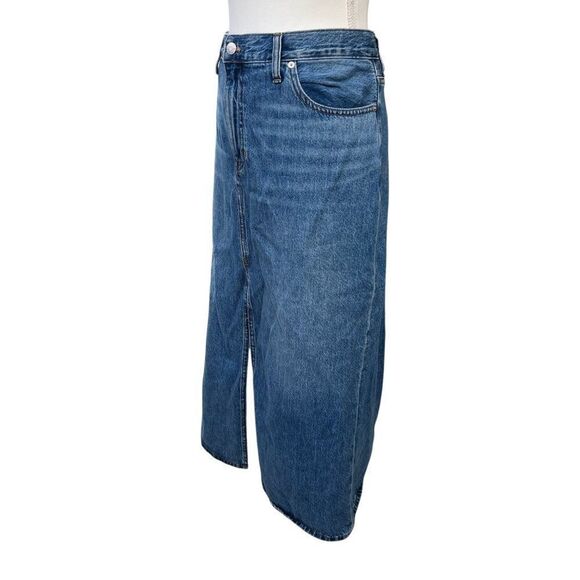 Madewell Denim Front Slit Midi Skirt Blue Size 31 - Picture 2 of 9